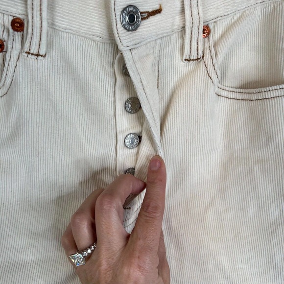 Re/Done Originals Womens Skinny Jeans 26 High-Rise Off White Corduroy Button Fly - Picture 5 of 14